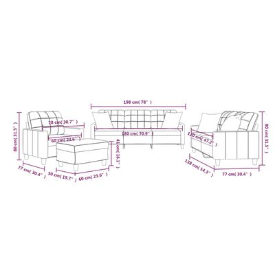 vidaXL Ensemble de canapés 4 pcs avec coussins gris similicuir