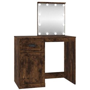 vidaXL Coiffeuse avec LED ch&ecirc;ne fum&eacute; 90x50x132,5 cm bois d'ing&eacute;nierie