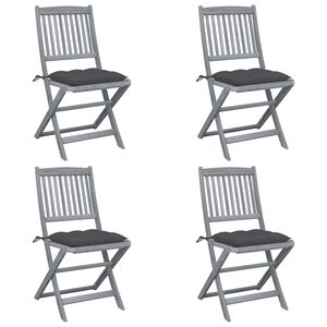 vidaXL Chaises pliables d'ext&eacute;rieur lot de 4 et coussins Bois d'acacia