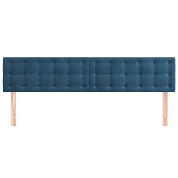 vidaXL T&ecirc;tes de lit 2 pcs Bleu fonc&eacute; 100x5x78/88 cm Velours
