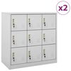 vidaXL Armoires &agrave; casiers 2 pcs Gris clair 90x45x92,5 cm Acier