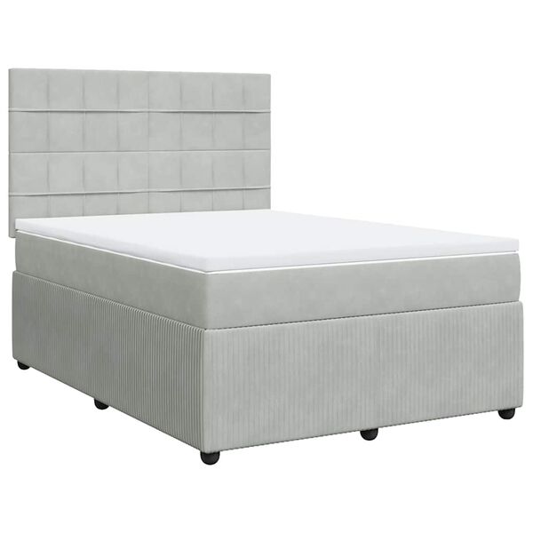 vidaXL Sommier &agrave; lattes de lit et matelas Gris clair 160x200cm Velours
