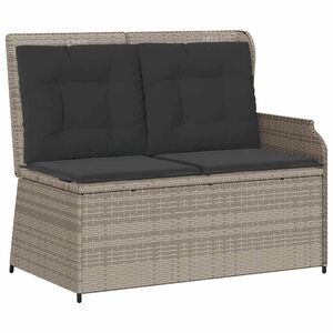 vidaXL Banc inclinable de jardin et coussins gris clair r&eacute;sine tress&eacute;e