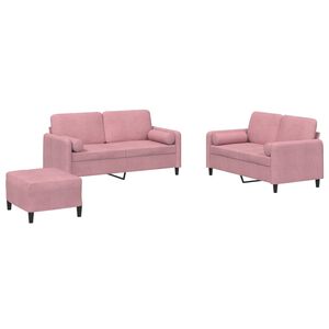 vidaXL Ensemble de canap&eacute;s 3 pcs avec coussins rose velours
