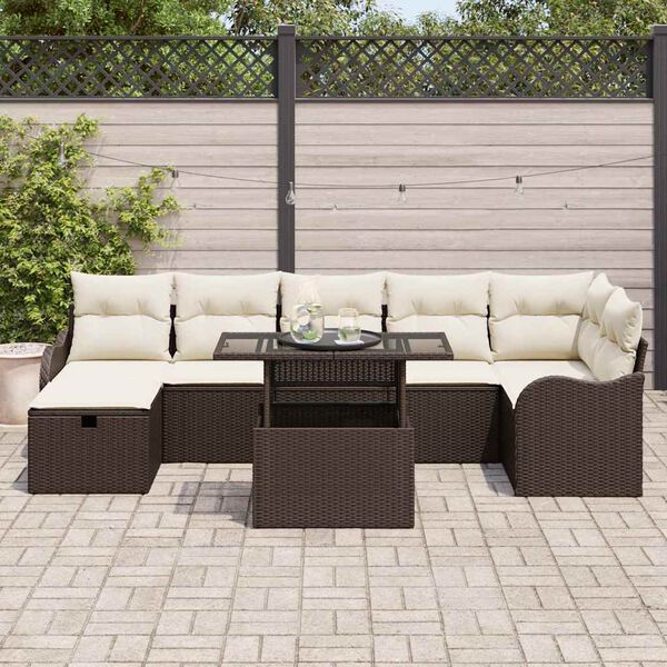 vidaXL Ensemble de canap&eacute; de jardin 8 pcs Marron Poly rotin