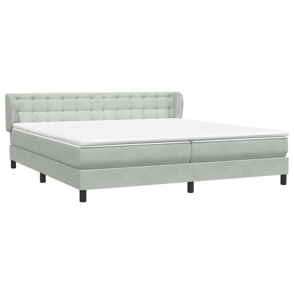 vidaXL Sommier &agrave; lattes de lit et matelas gris clair 180x210cm velours