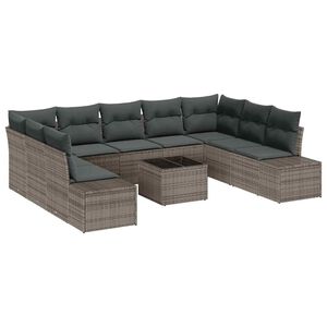 vidaXL Ensemble de canap&eacute; de jardin 9 pc 8-Nombre de places Gris