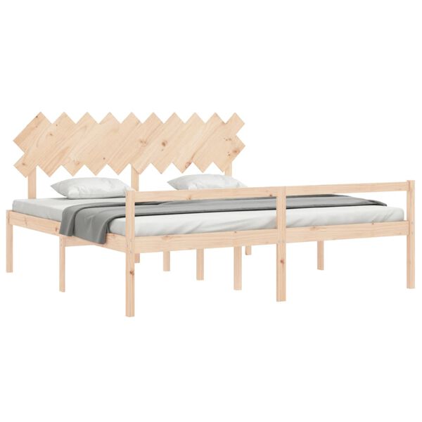vidaXL Lit pour personne &acirc;g&eacute;e et t&ecirc;te de lit 200x200 cm bois massif