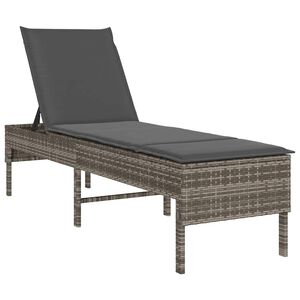 vidaXL Transat avec coussin gris 55x200x44cm r&eacute;sine tress&eacute;e
