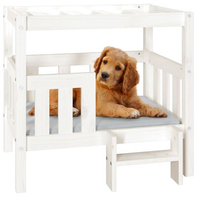 vidaXL Lit pour chien Blanc 75,5x63,5x70 cm Bois de pin solide