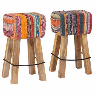 vidaXL Tabouret de bar 2 pc Multicolore 44 x 33 x 74 cm Cuir v&eacute;ritable