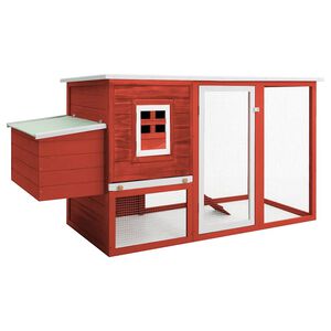 vidaXL Poulailler d'ext&eacute;rieur avec 1 nichoir Rouge Bois