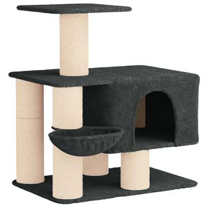 vidaXL Arbre &agrave; chat avec poteaux &agrave; griffer en sisal Gris fonc&eacute; 96 cm