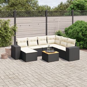 vidaXL Salon de jardin 8 pcs avec coussins noir r&eacute;sine tress&eacute;e