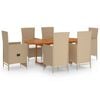 vidaXL Ensemble &agrave; manger de jardin 7 pcs R&eacute;sine tress&eacute;e Beige