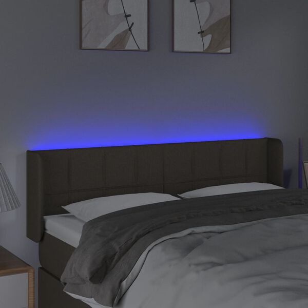 vidaXL T&ecirc;te de lit &agrave; LED Taupe 147x16x78/88 cm Tissu