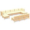 vidaXL Salon de jardin 10 pcs avec coussins cr&egrave;me Bois de pin