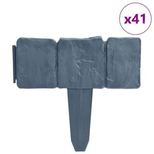 vidaXL Cl&ocirc;ture de jardin/pelouse plastique aspect de pierre 41 pcs 10m