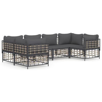 vidaXL Salon de jardin 6 pcs avec coussins anthracite résine tressée