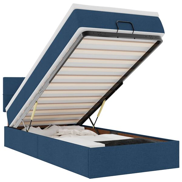 vidaXL Lit ottoman avec matelas bleu 100x200 cm tissu