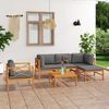 vidaXL Salon de jardin 6 pcs avec coussins gris Bois de teck solide