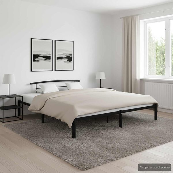 vidaXL Cadre de lit sans matelas noir m&eacute;tal 180x200 cm