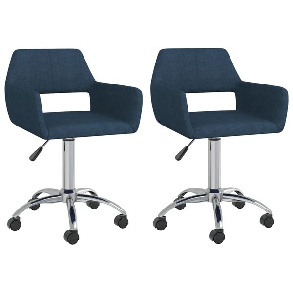 vidaXL Chaises pivotantes &agrave; manger lot de 2 bleu tissu