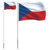 vidaXL Drapeau tch&egrave;que et m&acirc;t 5,5 m Aluminium