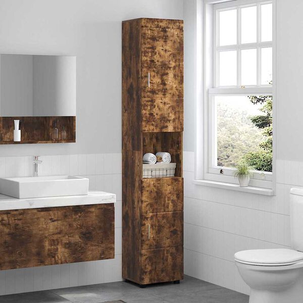 vidaXL Ensemble d'armoire de salle de bain TULUM Ch&ecirc;ne fum&eacute;