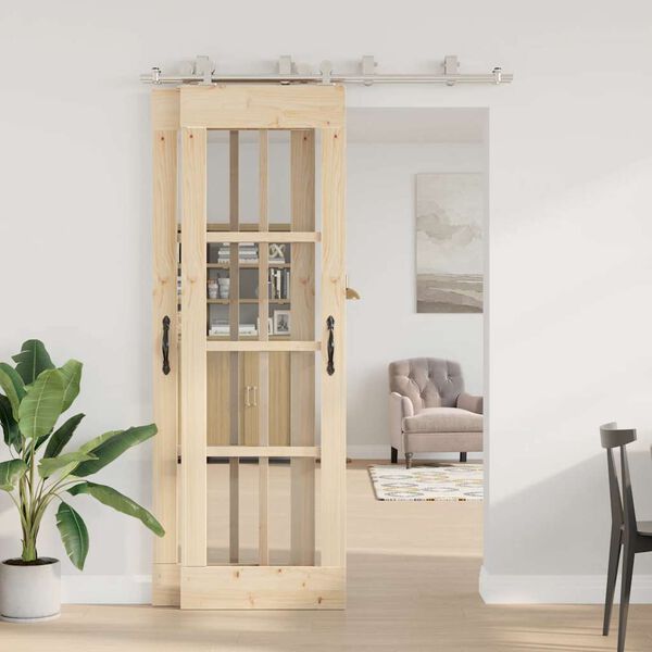 vidaXL Kit fixation porte coulissante 183 cm Acier inoxydable Argent&eacute;