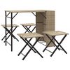 vidaXL Ensemble de camping de jardin 5 pcs pliable beige r&eacute;sine tress&eacute;e