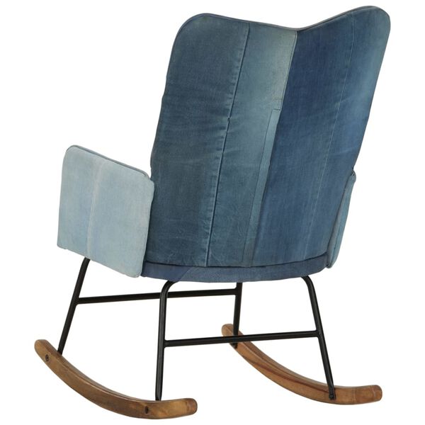 vidaXL Chaise &agrave; bascule Denim Bleu Toile patchwork