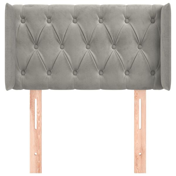 vidaXL T&ecirc;te de lit avec oreilles Gris clair 83x16x78/88 cm Velours