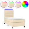 vidaXL Sommier &agrave; lattes de lit et matelas et LED Cr&egrave;me 90x200 cm Tissu