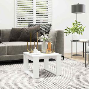 vidaXL Table d'appoint Blanc 50x50x35 cm Bois d&rsquo;ing&eacute;nierie