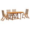 vidaXL Ensemble &agrave; manger de jardin 5pcs bois d'acacia solide textil&egrave;ne