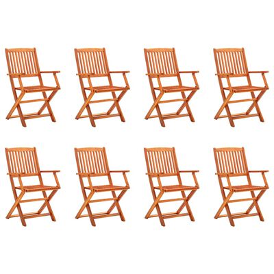 vidaXL Chaises de jardin pliables lot de 8 Bois d'eucalyptus massif