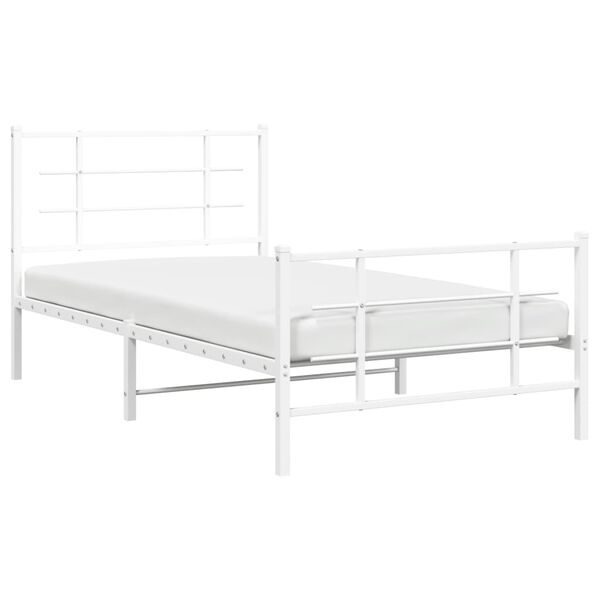 vidaXL Cadre de lit métal sans matelas et pied de lit blanc 100x200 cm
