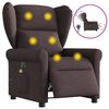 vidaXL Fauteuil de massage inclinable &eacute;lectrique Marron fonc&eacute; Tissu