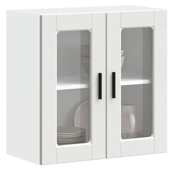 vidaXL Armoire murale de cuisine avec porte en verre Porto blanc