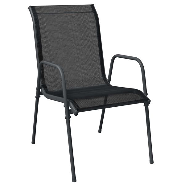 vidaXL Chaises de jardin lot de 2 Acier et textilène Noir