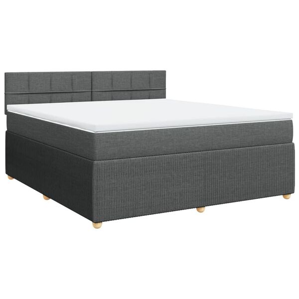 vidaXL Sommier &agrave; lattes de lit avec matelas Gris fonc&eacute; 180x200cm Tissu