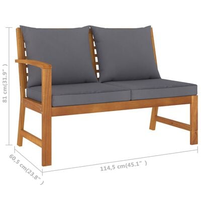 vidaXL Banc de jardin 114,5 cm avec coussin gris foncé Bois d'acacia