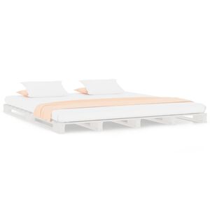 vidaXL Lit de palette blanc 135x190 cm Bois de pin massif Double