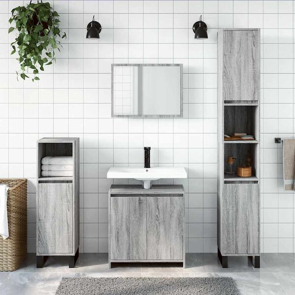 vidaXL Ensemble de meubles de salle de bain 2 pcs Sonoma gris