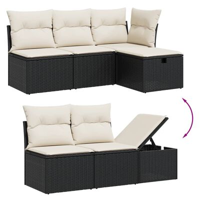 vidaXL Salon de jardin 10 pcs avec coussins noir résine tressée