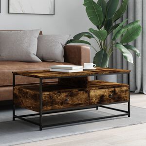 vidaXL Table basse ch&ecirc;ne fum&eacute; 100x51x45 cm bois d'ing&eacute;nierie
