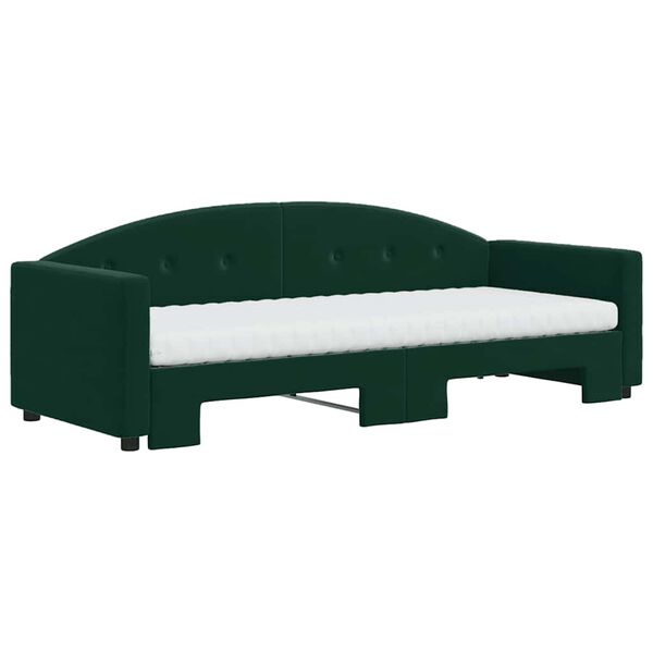 vidaXL Lit de jour avec gigogne et matelas vert foncé 80x200cm velours