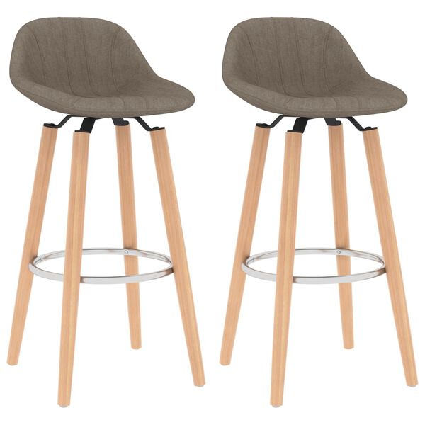 vidaXL Tabourets de bar lot de 2 taupe tissu
