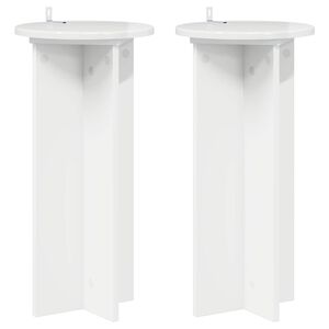vidaXL Support de Plante 2 pi&egrave;ces Blanc brillant 29,5 x 29,5 x 60 cm
